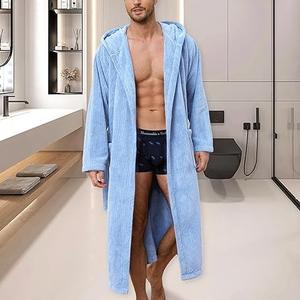 Nouvel arrivage : Peignoir de luxe unisexe à capuche, imprimé personnalisé, en satin noir et flanelle, pour homme, doux, idéal pour la maison, la salle de bain et le sommeil. - Product Image 3