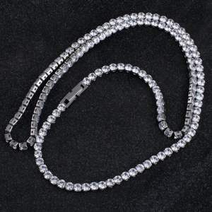 Hot Sale Hip Hop Moissanite Link Chain Necklace Diamond Look Silver Gold Plated Unisex Jewelry Best Price - Product Image 4