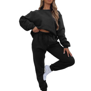 High Quality Wholesale <b>Zipper</b> <b>Hoodie</b> and Flared Pants Set Customize Sweatsuit With Logo <b>Red</b> Women Tracksuit - Product Image 2