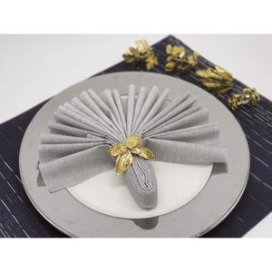 Custom Metal Leaf Napkin Rings Gold Plated Vintage Design Metal Serviette Holder <b>Table</b> Accessories For Holiday Event Supplies - Product Image 1