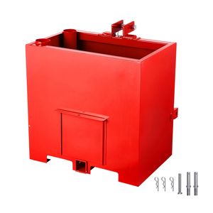 Scatola di Zavorra per Trattore a 3 Punti Categoria 1 Anticorrosione, Capacità di Carico 800 libbre, con 2 Pesi per Ruote e Ricevitore per Gancio di Traino - Product Image 1