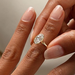 IGI Certified Elegant Design 2 Carat Oval Brilliant Cut Lab Grown Diamond Solitaire Engagement <b>Ring</b> Bezel <b>Set</b> 14K <b>Gold</b> - Product Image 5