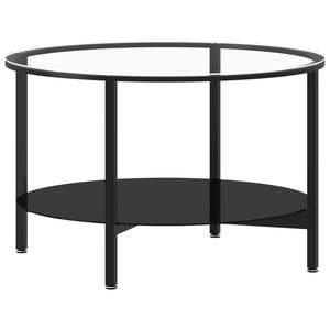 Table basse élégante en verre trempé noir et transparent avec base en fer thermolaqué - Product Image 2