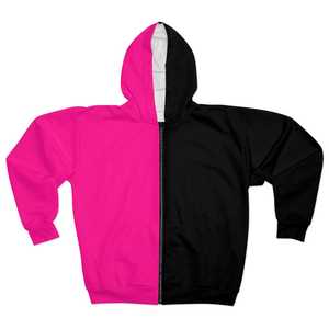 Sweat-shirt à capuche zippé pour homme, rose et noir, avec logo imprimé sur le devant, coupe classique, en molleton tricoté, pour l'hiver - Product Image 2
