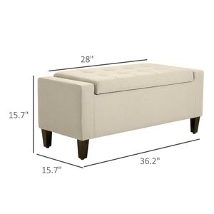 Linen Tufted Storage Ottoman Bench Beige Cube <b>Stool</b> with Lift Top for Spacious Living Room Entryway <b>Bedroom</b> Decor - Product Image 3