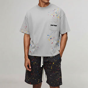 Ensemble court deux pièces tendance en jersey 100 % coton, personnalisé avec logo imprimé, coupe ample - Product Image 4