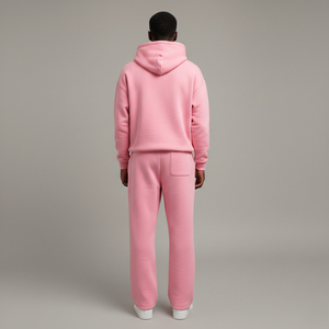 Ensemble de survêtement streetwear personnalisé OEM 450 GSM pour homme, couleur unie, coupe ample, 2 pièces : sweat à capuche et pantalon de jogging large - Product Image 4