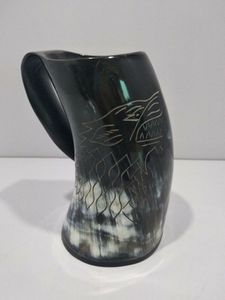 Jarra de Cerveza Hecha a Mano de Cuerno de Búfalo, Resistente y Única, Estilo Medieval, para Cerveza Ale o Hidromiel, Artesanía Natural - Product Image 4