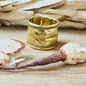Luxury Design Boho Spiral Band <b>Rings</b> Ethnic Brass Jewelry Women 18k Gold Plated Geometric Tribal <b>Adjustable</b> Wide Wholesale <b>Ring</b> - Product Image 1