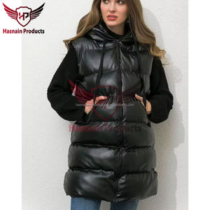Gilet en cuir bouffant sans manches à la mode avec col à capuche vêtements d'extérieur pour femmes pour l'automne hiver Offres Spéciales - Product Image 6
