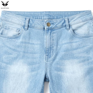 Pantalones Cortos de Mezclilla con Logotipo Personalizado Bordado para Hombre, Casuales, de Cintura Media, hasta la Rodilla, Ajuste Holgado, Pierna Recta - Product Image 5