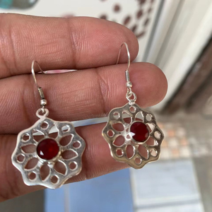 AAA Quality <b>Earrings</b> Designer hot Price <b>Earrings</b> for Women Silver <b>Earrings</b> <b>Red</b> Stone Natural Bohemian style Handmade - Product Image 1