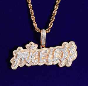 Colgante de Lujo con Nombre ANGELA, con Incrustaciones de Moissanita VVS1 de 20 Quilates, en Oro Bicolor Blanco y Dorado, Joyería Hip Hop con Brillo de Diamantes - Product Image 3