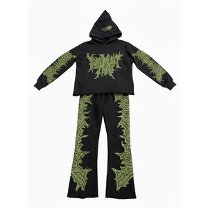 Ensemble deux pièces en molleton français de qualité supérieure, vêtements de détente en coton durable, ensemble unisexe de haute qualité imprimé à l'écran - Product Image 3