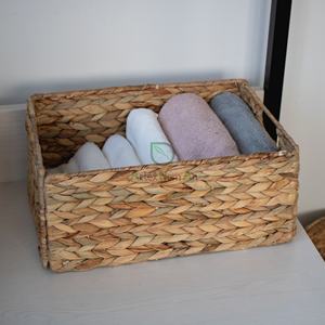 Rectangular <b>Collapsible</b> Water Hyacinth Basket/Home Shelf Organizer & Units Made in Viet Nam - Product Image 4
