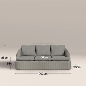 Modern Rattan <b>Garden</b> <b>Set</b> with Sofa and Two Armchairs for Outdoor Use Weather Resistant Contemporary Design - Product Image 4