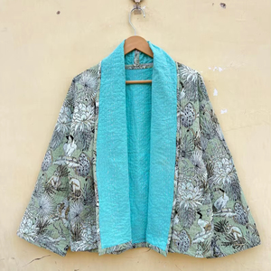 Couette indienne faite à la main 100% coton écologique matelassée anti-plis respirante séchage rapide imprimée numériquement avec poche avant Automne/Hiver - Product Image 1