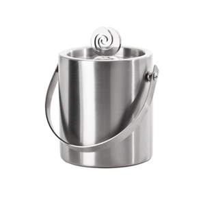 Enfriador de vino de acero metálico de gran diseño, cubitera para champán con acabado plateado y asa, para bar y fiestas, enfriadores de cerveza - Product Image 3