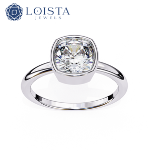 Anillo de compromiso de oro con diamante de laboratorio de corte cojín alargado para bodas - Product Image 1