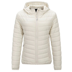 Veste matelassée légère à capuche coupe-vent avec fermeture éclair, couleur unie, décontractée, pour l'hiver, unisexe, coupe ajustée, longueur standard - Product Image 1