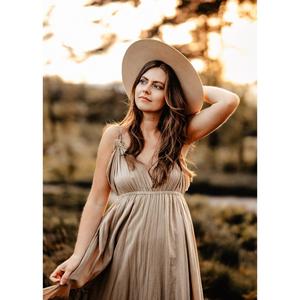 Robe longue bohème à volants pour femme, manches longues, col en V, taille naturelle, fluide, pour les vacances d'été, lavable, 100 % coton - Product Image 2