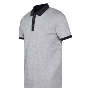 Men's Gray Knitted Polo <b>Shirt</b> Short Sleeve Solid Color Casual <b>Button</b> Down Cotton Regular Fit Men's Polo <b>Shirts</b> - Product Image 3