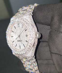 Luxury Fashion <b>Men's</b> Alloy Stainless Steel Iced Diamond Analog <b>Watch</b> VVS Moissanite Glass 3BAR Water Resistant 42mm Mechanical - Product Image 2