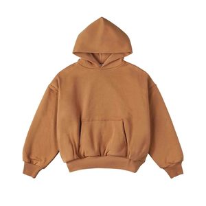 Sweat-shirt à capuche unisexe surdimensionné bleu uni en molleton bouclette décontracté avec poches coupe classique style tricoté automne - Product Image 5