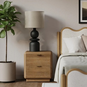 Nala Nightstand Made Of Solid Teak Wood High Quality With Natural Wood and 2 Drawers For Indoor Use. - Product Image 6