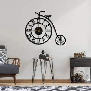 Reloj de Pared Metálico Colgante con Diseño de Bicicleta Europea, Estilo Antiguo 3D, de Lujo, para Sala de Estar, Dormitorio, Recibidor, con Batería de Cuarzo - Product Image 6