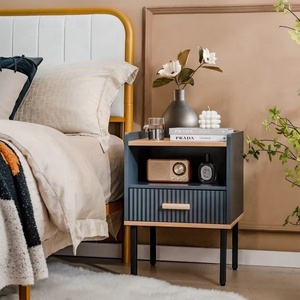 <b>Black</b> Wood and rattan Bedside Table with Three Drawers <b>Black</b> Rattan Nightstand for Modern Boho Bedroom <b>Storage</b> - Product Image 4
