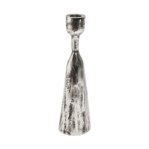 Chandelier en aluminium martelé argenté antique, support de bougie texturé pour bougies cylindriques et coniques, idéal pour centre de table de mariage et décoration intérieure - Product Image 3