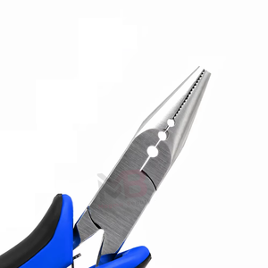 Pince à extensions capillaires de qualité professionnelle, outil de précision pour l'application d'extensions, en acier inoxydable, manche bleu et noir - Product Image 3