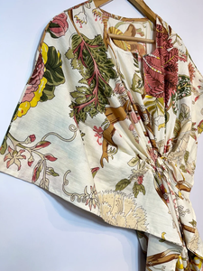 Nuevo Kaftán Naaz Textile con Estampado Animal, Cuello en V, Cordón Ajustable, Manga Corta, Corte Evase, Estilo Indio, 100% Algodón, Encaje, Largo Completo, para Mujer - Product Image 2