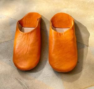 Orange soft leather <b>slippers</b> – Handmade <b>slippers</b> – Comfortable women’s leather <b>slippers</b> - Product Image 2