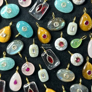 <b>Top</b> Selling Natural Gemstone Pendant with Gemstone Inlay in 925 Sterling Silver Nice Quality Handmade <b>Crystal</b> Charms Mix Stones - Product Image 2