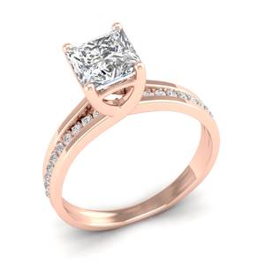 Anillo de compromiso solitario REYES hecho a medida en plata de ley 925 con corte princesa y moissanita de 1.4 quilates para mujer, joyería de boda - Product Image 2