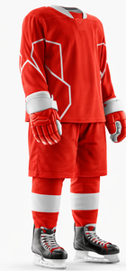 Maillot de hockey sur glace pour homme, rouge et blanc, manches longues, imprimé par sublimation, motif géométrique, tissu polyester respirant - Product Image 6