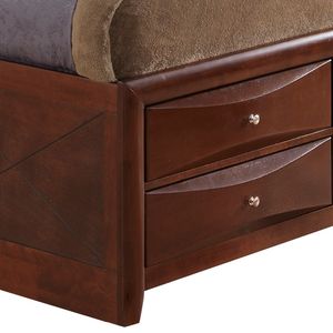 Lit de rangement élégant avec revêtement en tissu, finition cerisier - Product Image 2