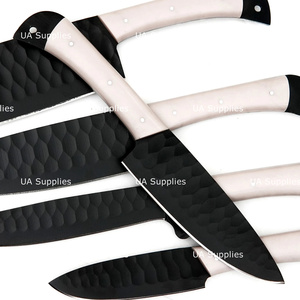 5-Piece Oxide Coated Stainless Steel Chef Knife Set Ambidextrous Resin <b>Handles</b> Craftsman Style <b>Matte</b> Finish Sharp Blades 6-7.9in - Product Image 4