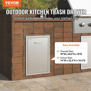 Cassetto portaoggetti in acciaio inox per cucina da esterno 16Wx24.4Hx16D pollici con maniglie estraibili per serbatoio del propano e pattumiera, ideale per barbecue e campeggio - Product Image 2