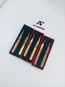 Pinces à cils en fibre nano couleur or rose plasma, avec logo personnalisé, pour extensions de cils volume, et boîtes magnétiques - Product Image 6