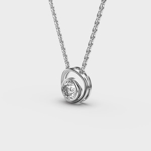 IGI Certified Lab Grown Diamond Bezel Set Solitaire Circle Pendant in <b>Solid</b> 925 Sterling <b>Silver</b> Minimal Floating Pendant - Product Image 3