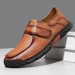 Mocassins d'été pour hommes en cuir cousus main, décontractés, à semelle plate, confortables, antidérapants, légers, grandes tailles, pour le quotidien et les affaires - Product Image 1