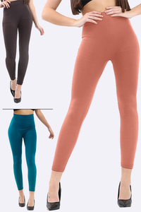 High Waist Full Length Solid Color Polyester/Cotton Woven Leggings Stretch Quick Dry Eco-Friendly Fleece Casual Women's All - Product Image 6