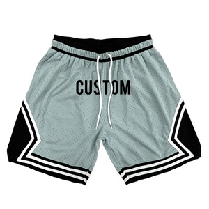 Pantalones Cortos de Baloncesto para Hombre, Transpirables, de Malla, Estilo Retro, Colorblock, Lisos, para Verano, con Bolsillo - Product Image 1