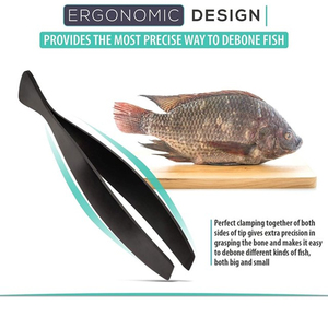 High Grade Stainless Steel 20 cm <b>Kitchen</b> Sushi Tweezers Extra Long Chef Offset Precision Cooking Tongs Dishwasher Safe Oven Safe - Product Image 4