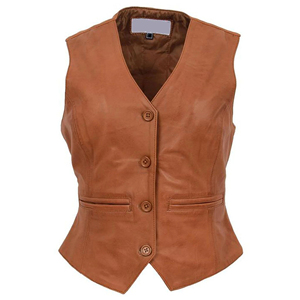 Direct Factory Price Women <b>Leather</b> Vest Soft <b>Leather</b> Casual Ladies Slim Fit <b>Sleeveless</b> Biker Outerwear <b>Jacket</b> for Sale - Product Image 6