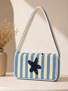 Bolso de Hombro Tejido a Mano con Cuentas en Forma de Pez |   Bolso de Viaje Ligero Estilo Bohemio Inspirado en la Costa Oceánica Shah Saloni - Product Image 1
