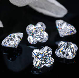 พลอยสังเคราะห์ทรงใบโคลเวอร์สี่แฉก สีขาว D คุณภาพสูง สำหรับทำเครื่องประดับ - Product Image 5